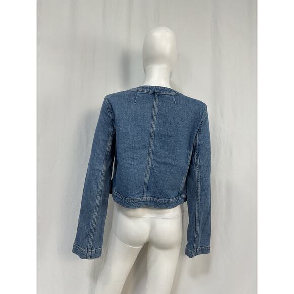 J.Crew 'Louisa' Blue Cotton Lady Jacket Size 10 - Picture 3 of 5